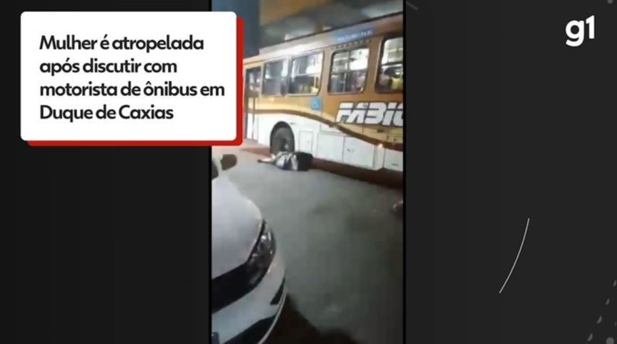 Mulher é atropelada depois de discutir com motorista de ônibus, em Duque de Caxias, na Baixada Fluminense