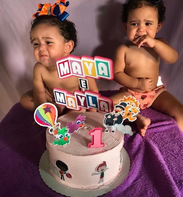Maya e Mayla no dia do aniversário de 1 ano (Foto: Arquivo pessoal)