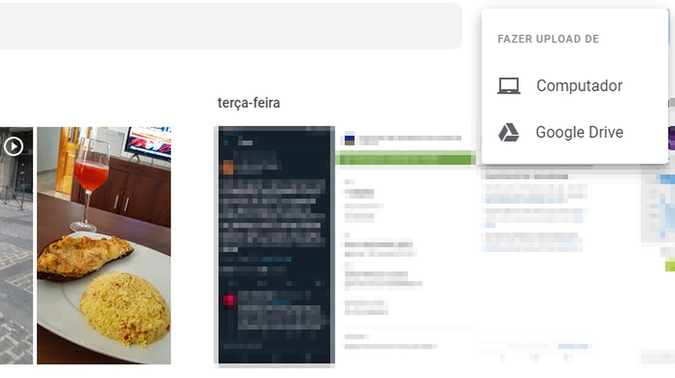 Faça upload de imagens e vídeos do Google Drive para recuperar espaço da conta — Foto: Reprodução/Paulo Alves