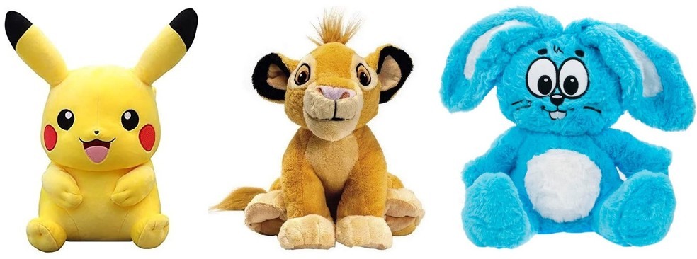 Pikachu, Simba e Sansão de pelúcia (Foto: Amazon/ Reprodução)