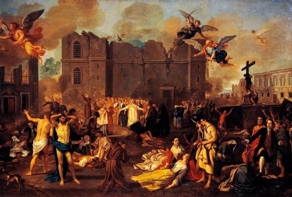 Terremoto em Lisboa (1755), pintura de João Glama (1708-1792) — Foto: GETTY IMAGES