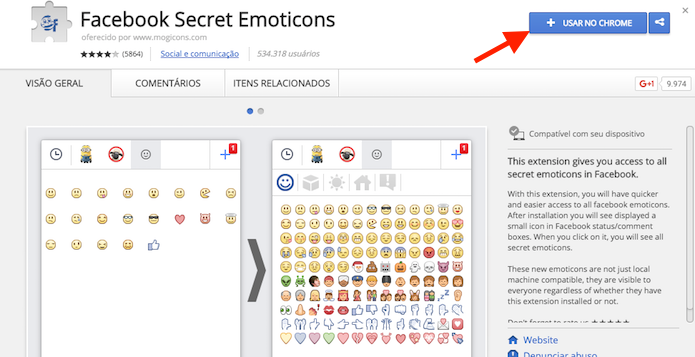 Instalando a extensão Facebook Secret Emoticons no Google Chrome (Foto: Reprodução/Marvin Costa)