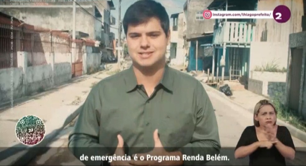 Thiago Araújo no primeiro dia de propaganda eleitoral gratuita para candidatos à Prefeitura de Belém — Foto: Reprodução