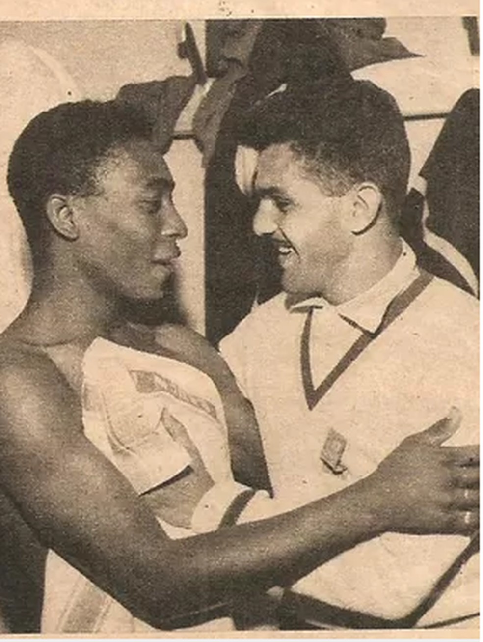 Pelé e Dida na Copa de 1958 — Foto: Arquivo Museu dos Esportes