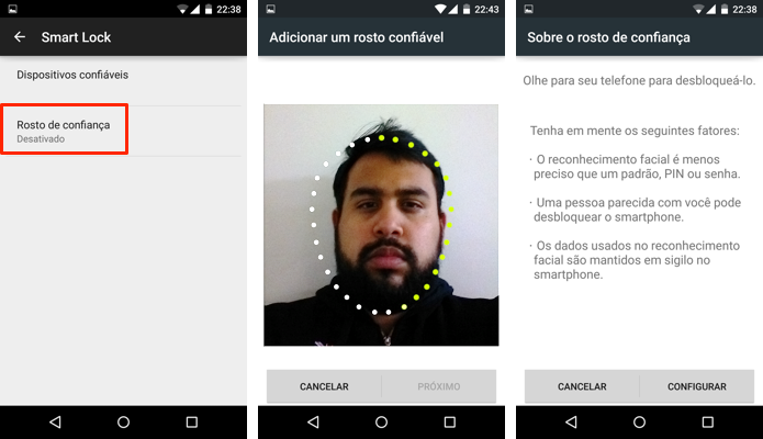 Configure seu rosto para reconhecimento facial (Foto: Reprodução/Paulo Alves)
