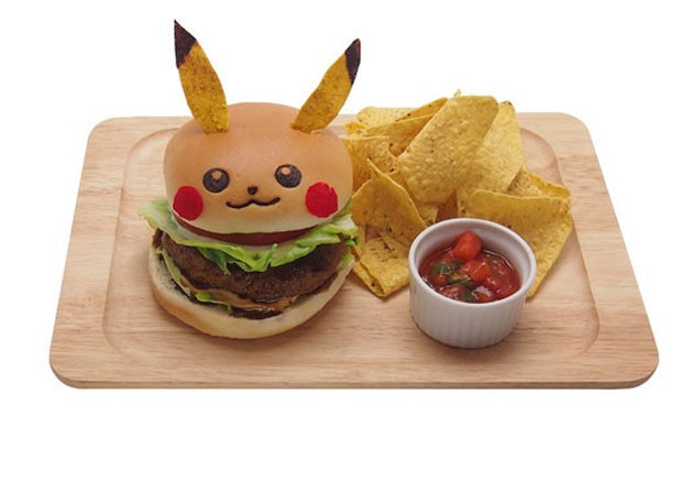 Pokémon pikachu em uma tigela de comida com uma onda ao fundo ia generativa