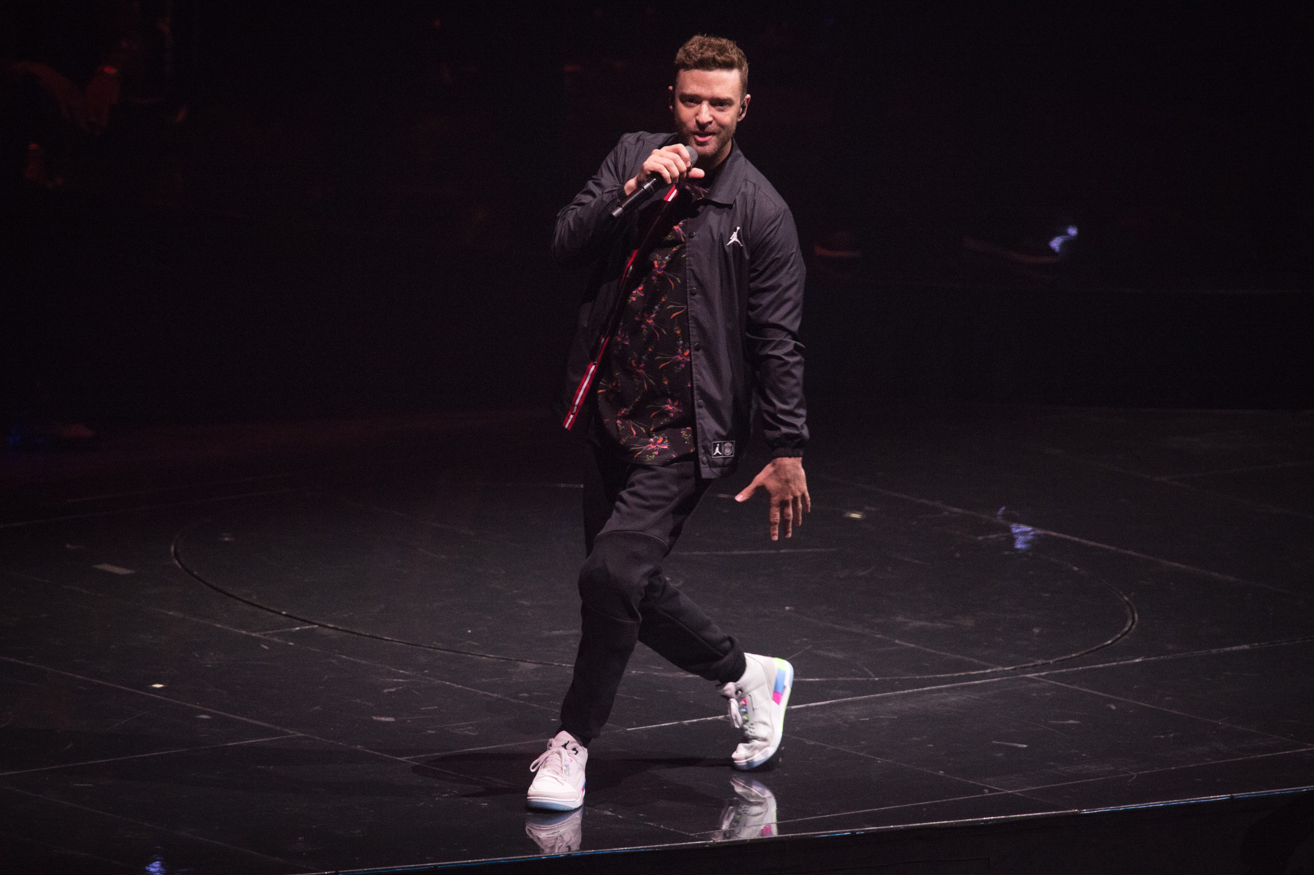 Justin Timberlake durante show da turnê 'Man Of The Woods' em Paris, 2018 (Foto: Getty Images)
