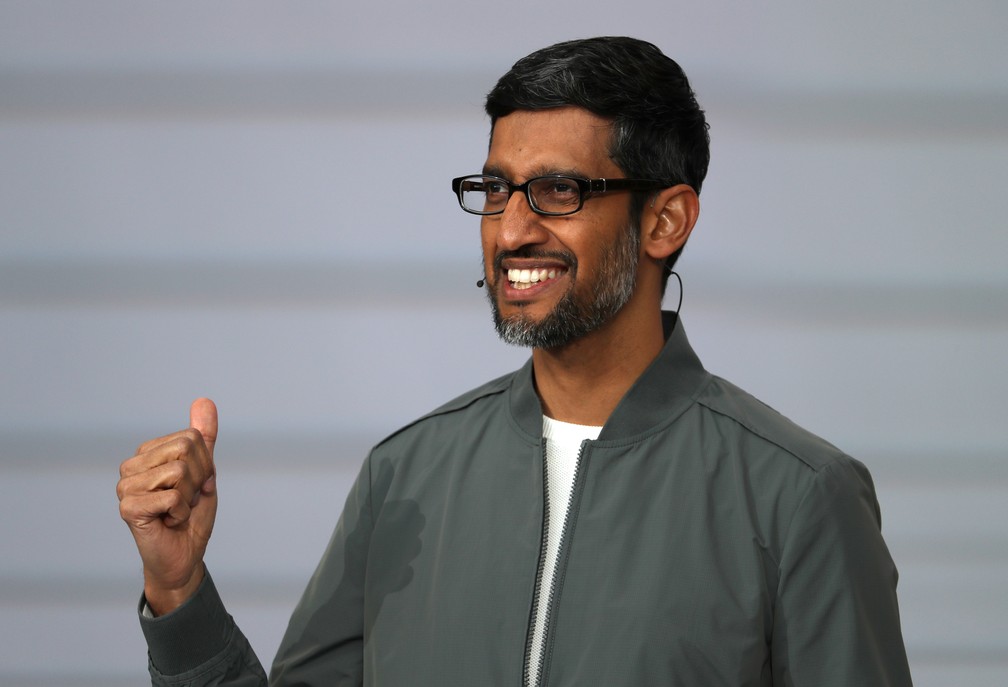 Sundar Pichai, CEO do Google, revela novidades da empresa no evento Google I/0 — Foto: Justin Sullivan / GETTY IMAGES NORTH AMERICA / AFP