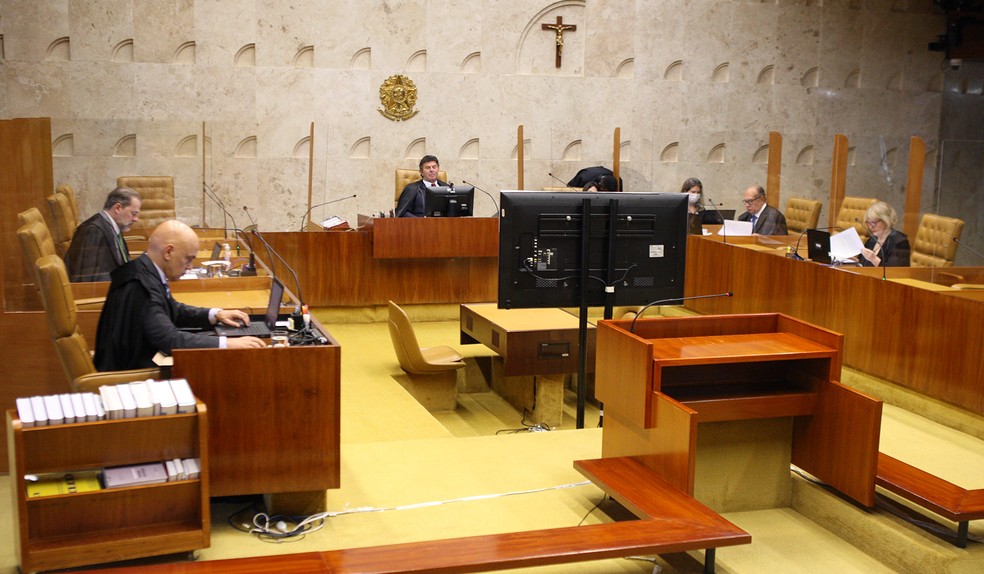 Plenário do STF durante a sessão de encerramento do ano judiciário, em 18 de dezembro de 2020 — Foto: Nelson Jr. /SCO / STF