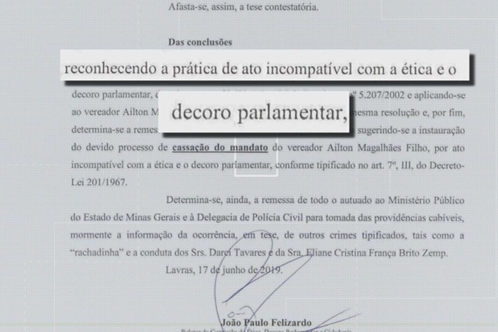Câmara apontou "ato incompatível com a ética e o decoro parlamentar" — Foto: Reprodução/EPTV