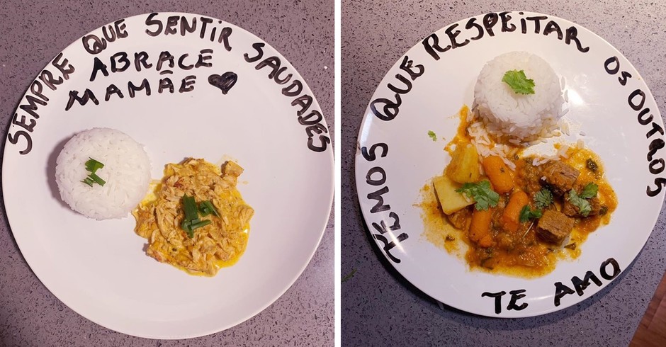 Recados nos pratos de Maria Lis (Foto: Reprodução Instagram)