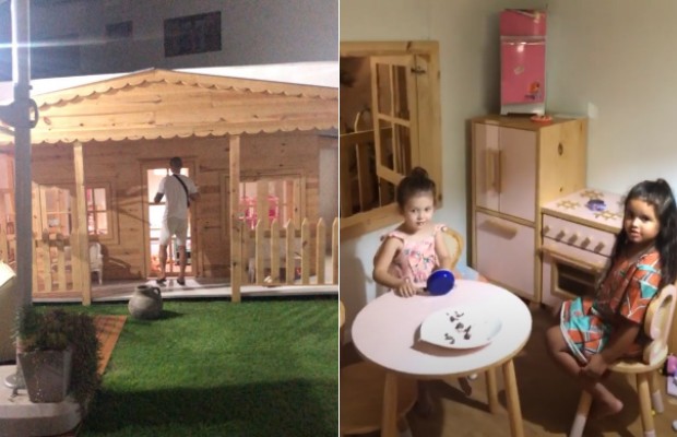 Rafaella e Sophia, filhas de Dentinho e Dani Souza, brincam em casa de bonecas (Foto: Reprodução / Instagram)