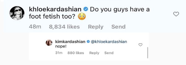 Comentário de Khloe (Foto: Reprodução/Instagram)