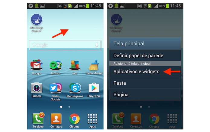 Acessando a página de aplicativos e widgets do Galaxy Gran Duos (Foto: Reprodução/Marvin Costa)
