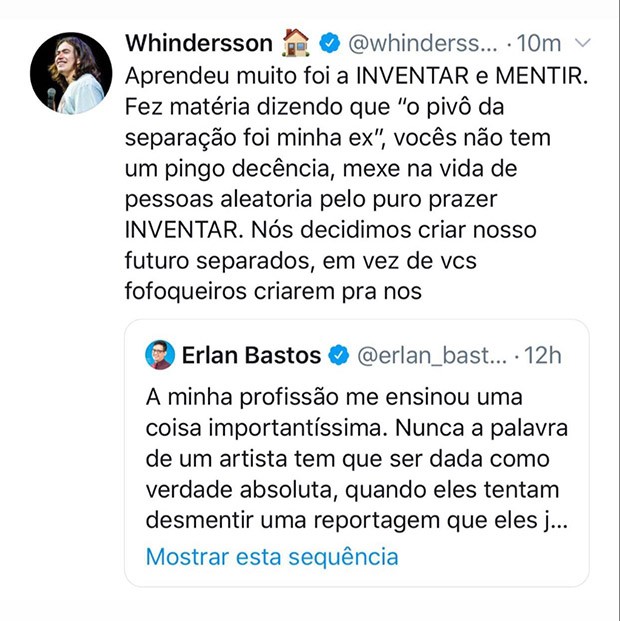 Whindersson Nunes nega que ex-namorada seja pivô de separação com Luísa Sonza (Foto: Reprodução/ Instagram/ Twitter)