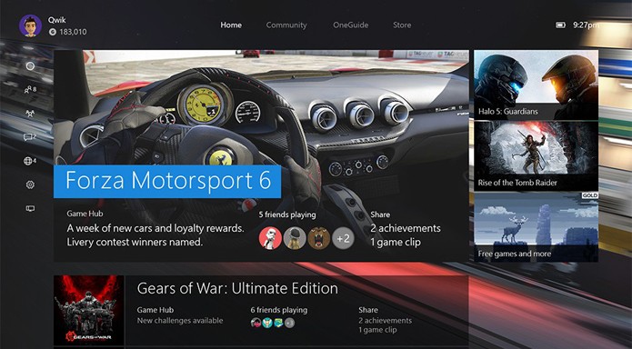 A nova Dashboard do Xbox One (Foto: Divulgação/Microsoft)
