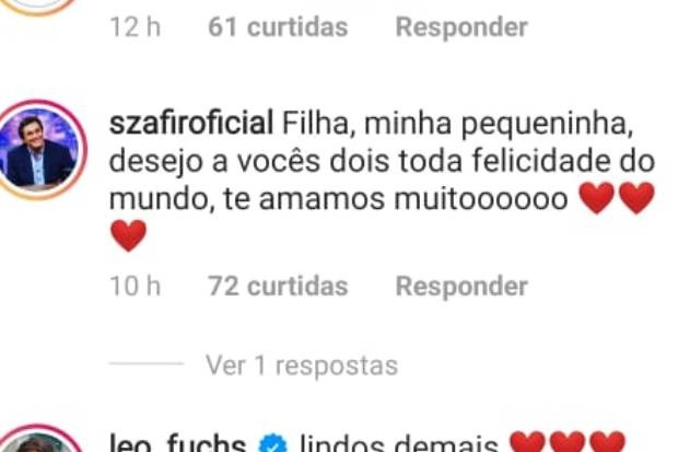 Luciano Szafir apoia noivado da filha, Sasha, com João Figueiredo (Foto: Reprodução/Instagram)
