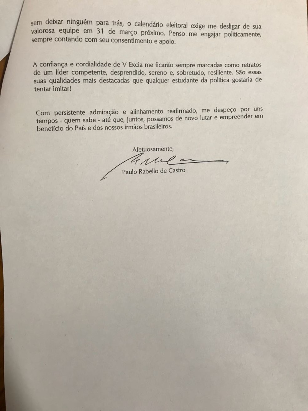 Presidente do BNDES, Paulo Rabello de Castro anuncia em carta que deixará o cargo (Foto: Reprodução)