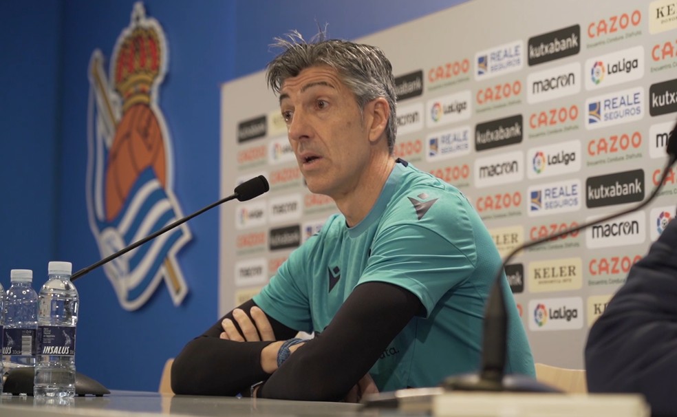 Imanol Alguacil, técnico da Real Sociedad, na última entrevista coletiva — Foto: Divulgação / LaLiga