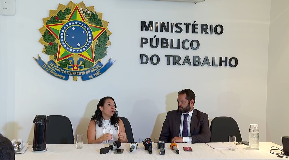 Ministério Público do Trabalho (MPT) convocou coletiva sobre idosa resgatada em situação análoga à escravidão em Ribeirão Preto, SP — Foto: Reprodução/EPTV