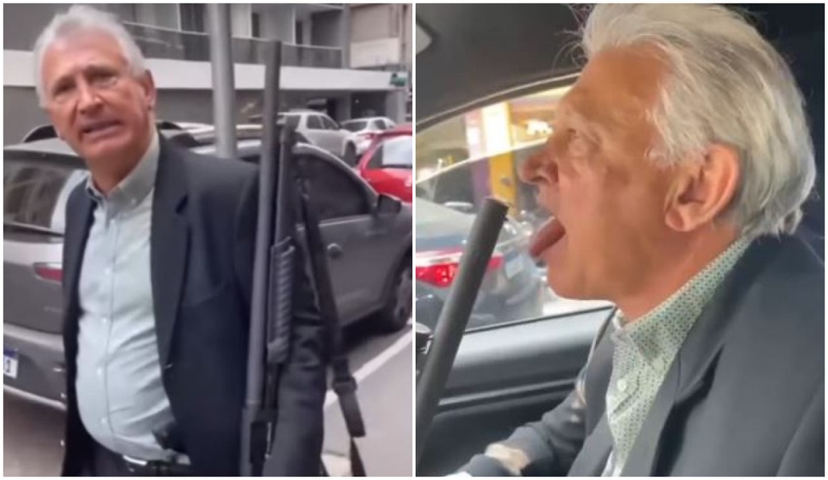 Polícia investiga homem que aparece em vídeos lambendo e mostrando armas em carro e em rua no Centro de SP