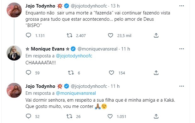 Jojo Todynho troca farpas com Monique Evans na web (Foto: Reprodução/Instagram)