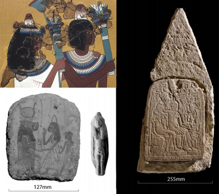 Representações de antigos egípcios com chapéus de cone (Foto: Divulgação)