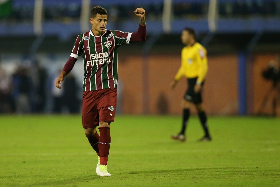 Mascarenhas comemora gol pelo Fluminense contra o Avaí (Foto: CRISTIANO ANDUJAR/AGIF/ESTADÃO CONTEÚDO)