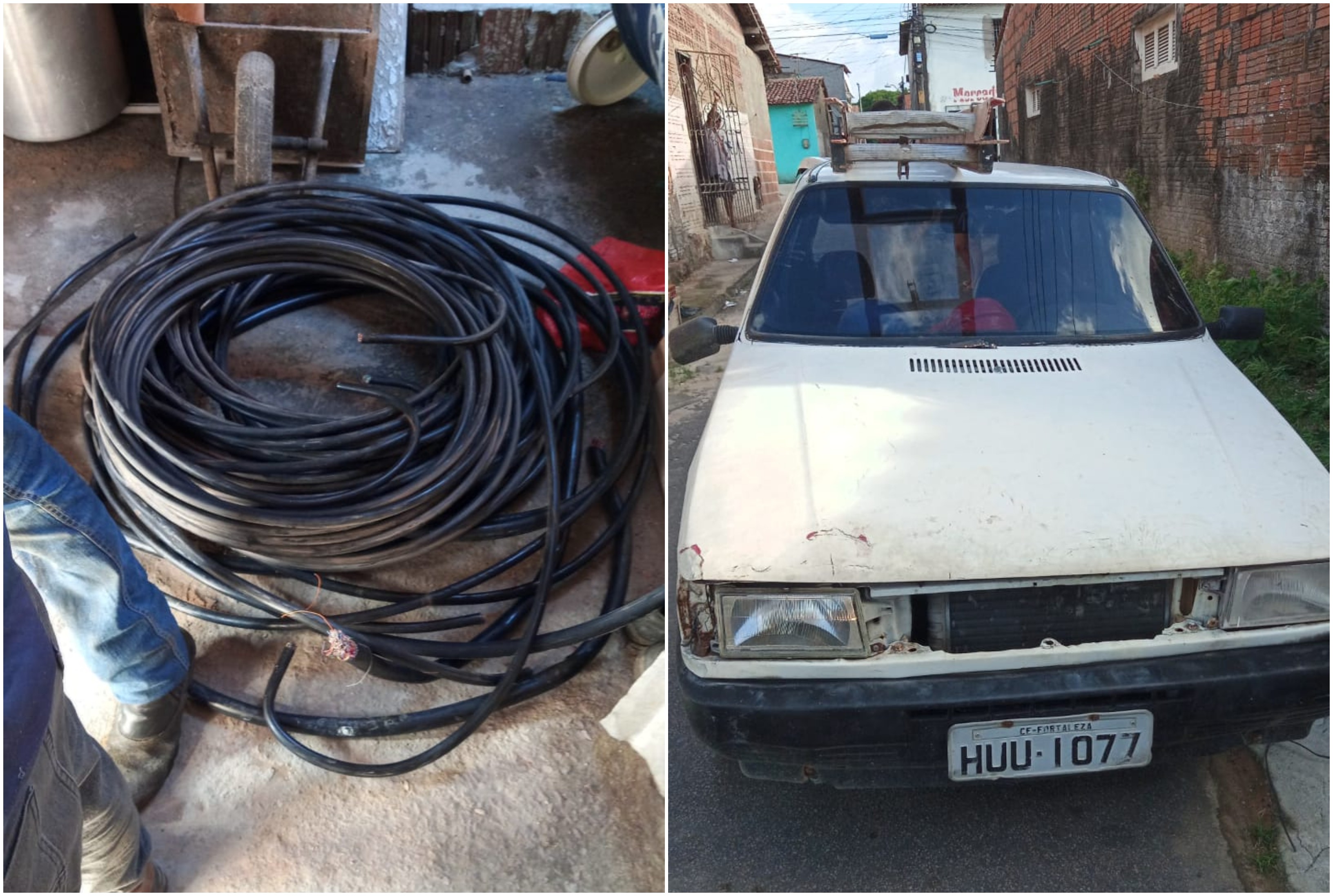 Dupla é presa suspeita de furtar cerca de 50kg de fios de internet em Fortaleza
