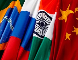 Bandeiras dos países Bric: Brasil, Rússia, Índia e China (Foto: Getty Images)