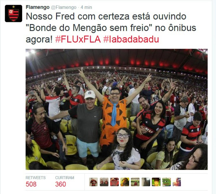 Após vitória no clássico, Flamengo zoa Fluminense e Fred no Twitter