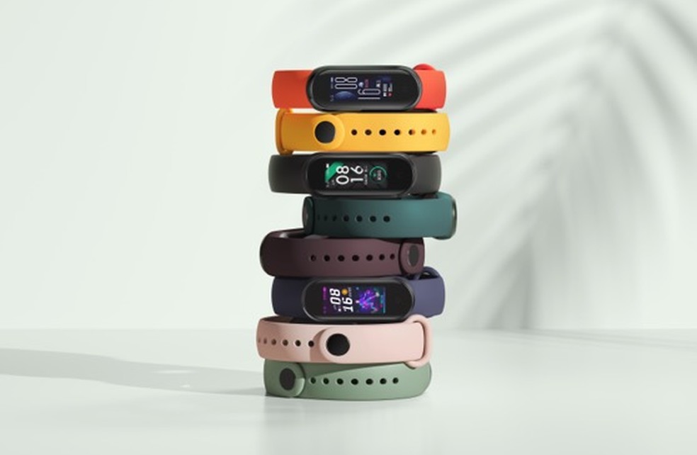 Mi Band 5 tem oito opções de cores — Foto: Divulgação/Xiaomi