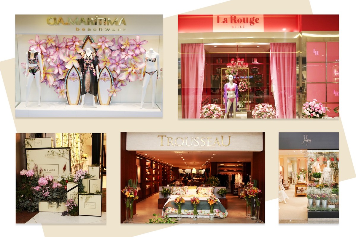 Flower Market as vitrines em clima de primavera para o evento da Vogue