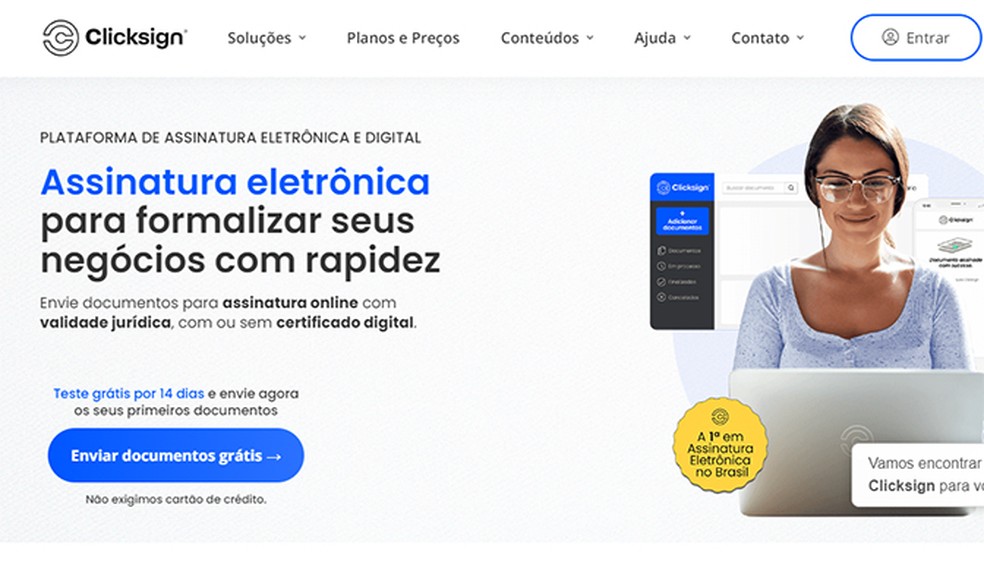 ClickSign permite realizar assinatura eletrônica de forma segura  — Foto: Reprodução/Flávia Fernandes