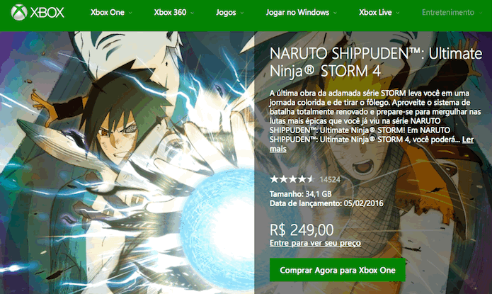 Naruto Shippuden Ultimate Ninja Storm 4: como baixar o jogo de luta no Xbox One (Foto: Reprodução/Victor Teixeira)