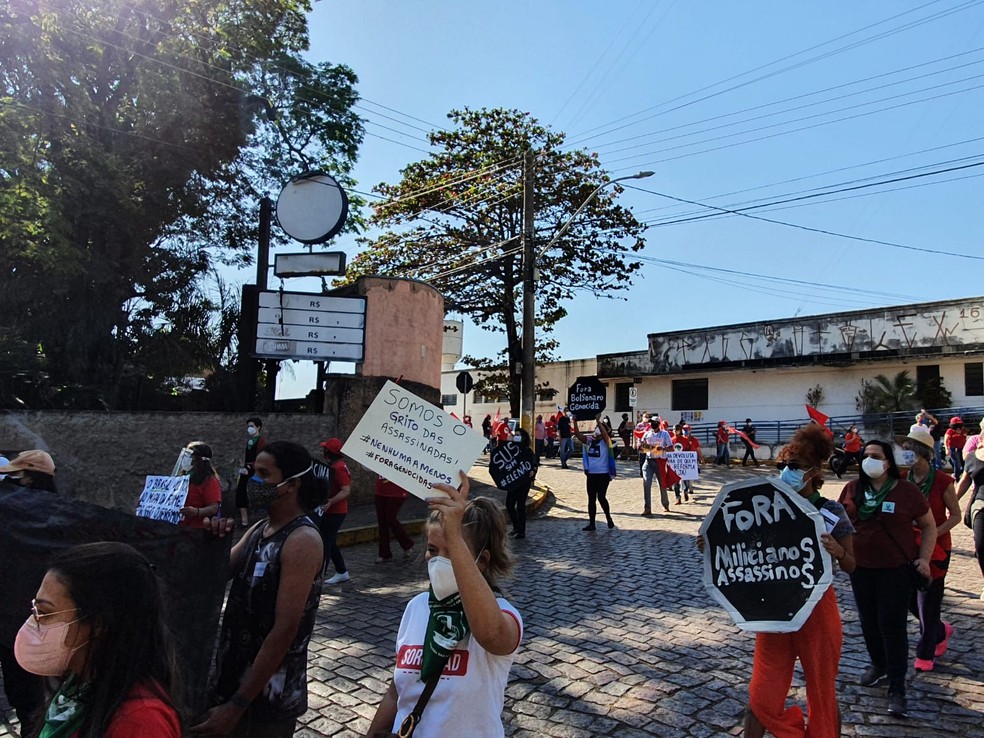 Protesto contra Bolsonaro foi realizado em Presidente Prudente (SP) — Foto: Aline Costa/G1