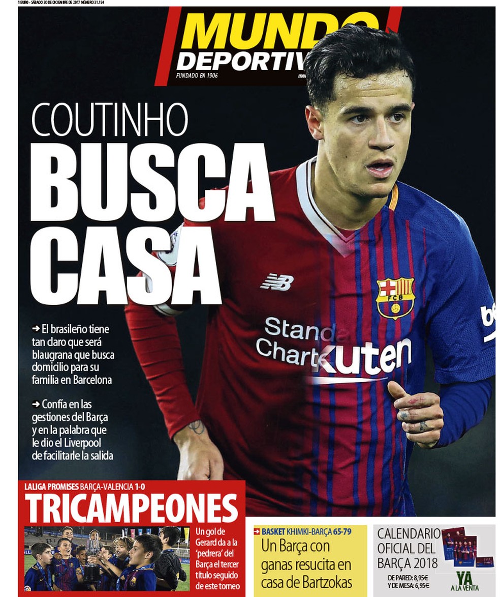 Capa Mundo Deportivo Coutinho Barcelona (Foto: Reprodução/Mundo Deportivo)