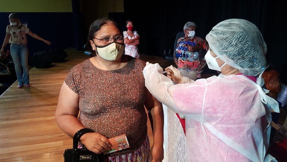 Guaiúba começou a vacinar público geral contra a Covid-19. — Foto: André Alencar/TV Verdes Mares