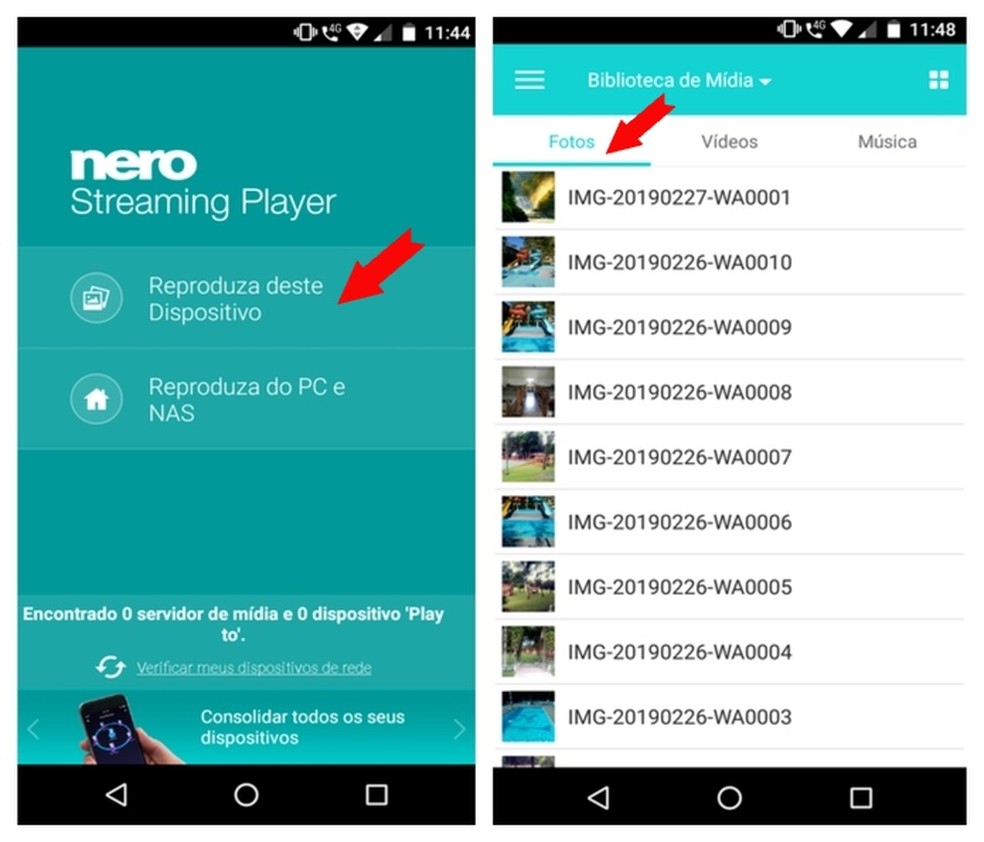 Nero Streaming Player possibilita envio de imagens, vídeos e fotos para a TV pelo celular — Foto: Reprodução/Adriano Ferreira
