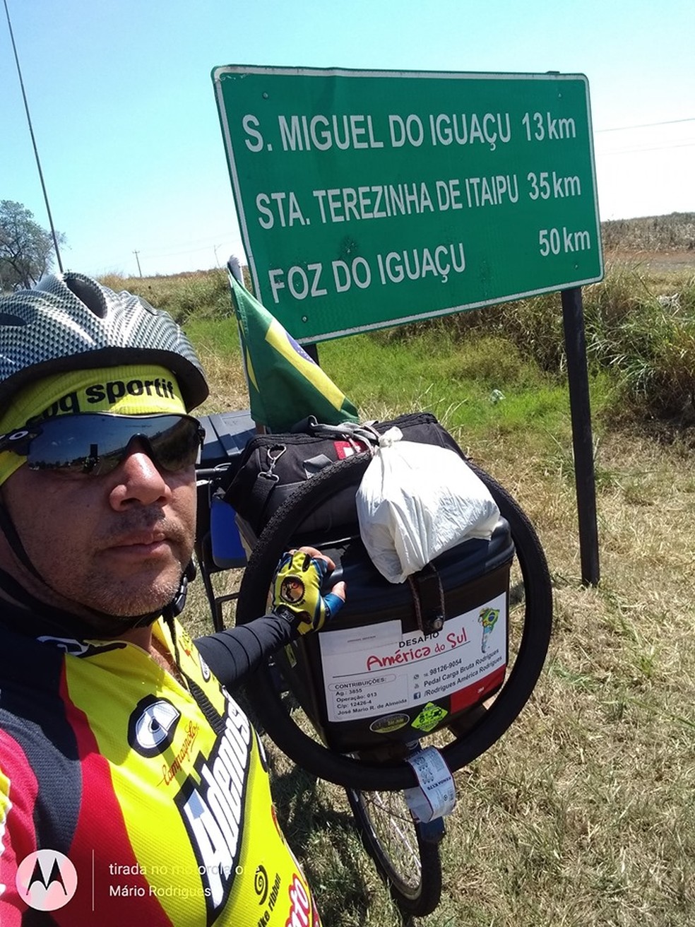 Ciclista de São Carlos durante a viagem — Foto: Arquivo pessoal