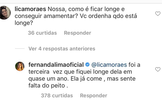 Fernanda Lima rebate crítica por foto amamentando a filha, Maria (Foto: Reprodução/Instagram)