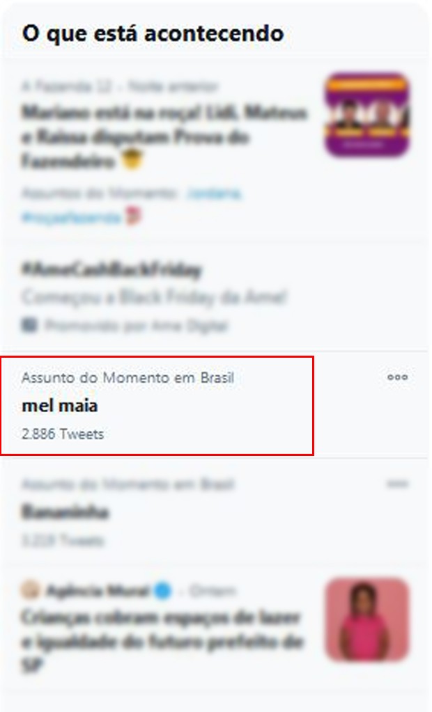 Nome de Mel Maia foi parar nos trending topics (Foto: Reprodução / Twitter)