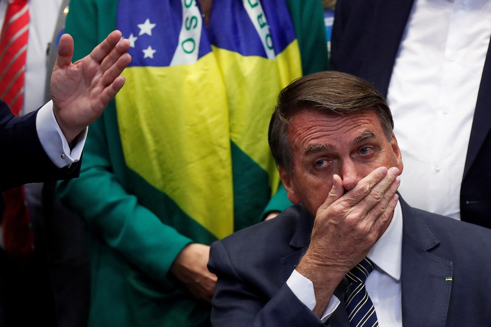 O presidente Jair Bolsonaro, durante ato político em Brasília na última semana — Foto:  REUTERS/Adriano Machado