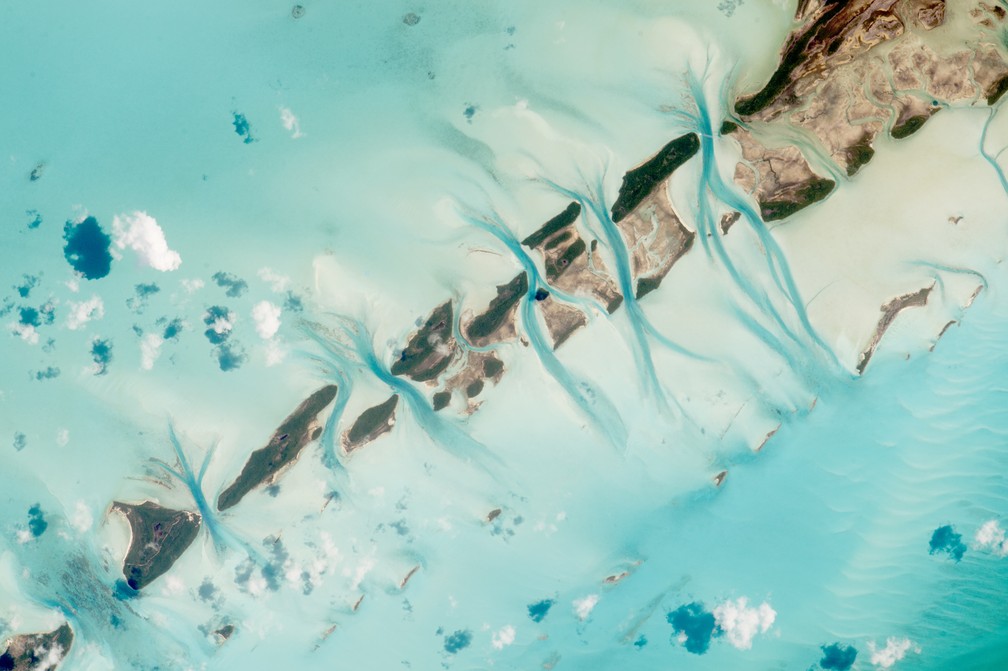 As Bahamas em foto feita por astronauta da Estação Espacial Internacional â€” Foto: Nasa