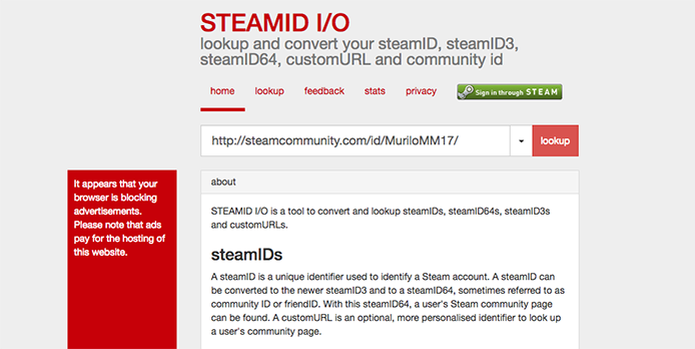 O Steam ID I/O é outra opção (Foto: Reprodução/Murilo Molina) (Foto: O Steam ID I/O é outra opção (Foto: Reprodução/Murilo Molina))
