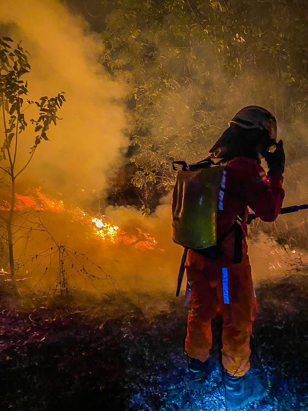 Inc&ecirc;ndio atinge &aacute;rea de vegeta&ccedil;&atilde;o em Barreiras, oeste da Bahia  &mdash; Foto: Divulga&ccedil;&atilde;o/Corpo de Bombeiros