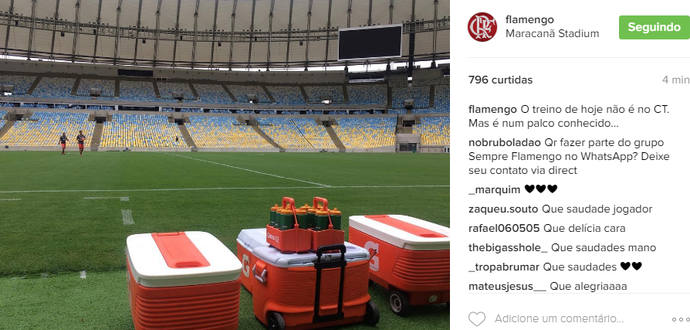 Flamengo treina no Maracanã neste sábaod (Foto: Reprodução)