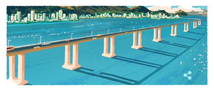 Doodle do Google tem homenagem a Ponte Rio-Niterói (Foto: Reprodução/Google)