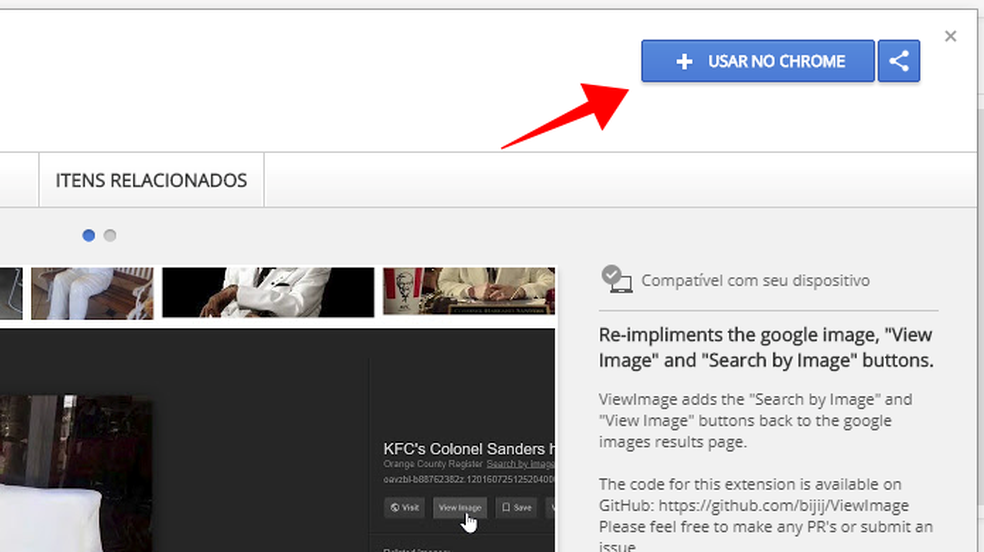 Baixe a extensão View Image na Chrome Web Store (Foto: Reprodução/Paulo Alves)
