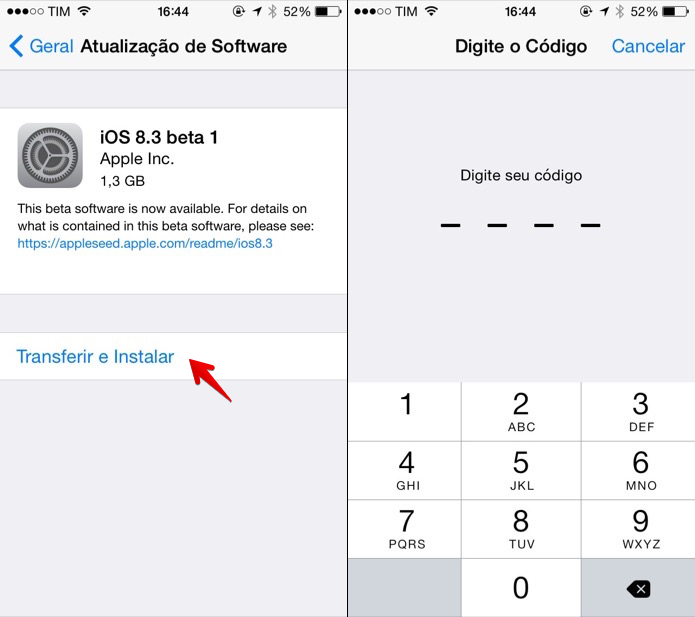 Baixando o iOS 8.3 Beta (Foto: Reprodu??o/Helito Bijora) 